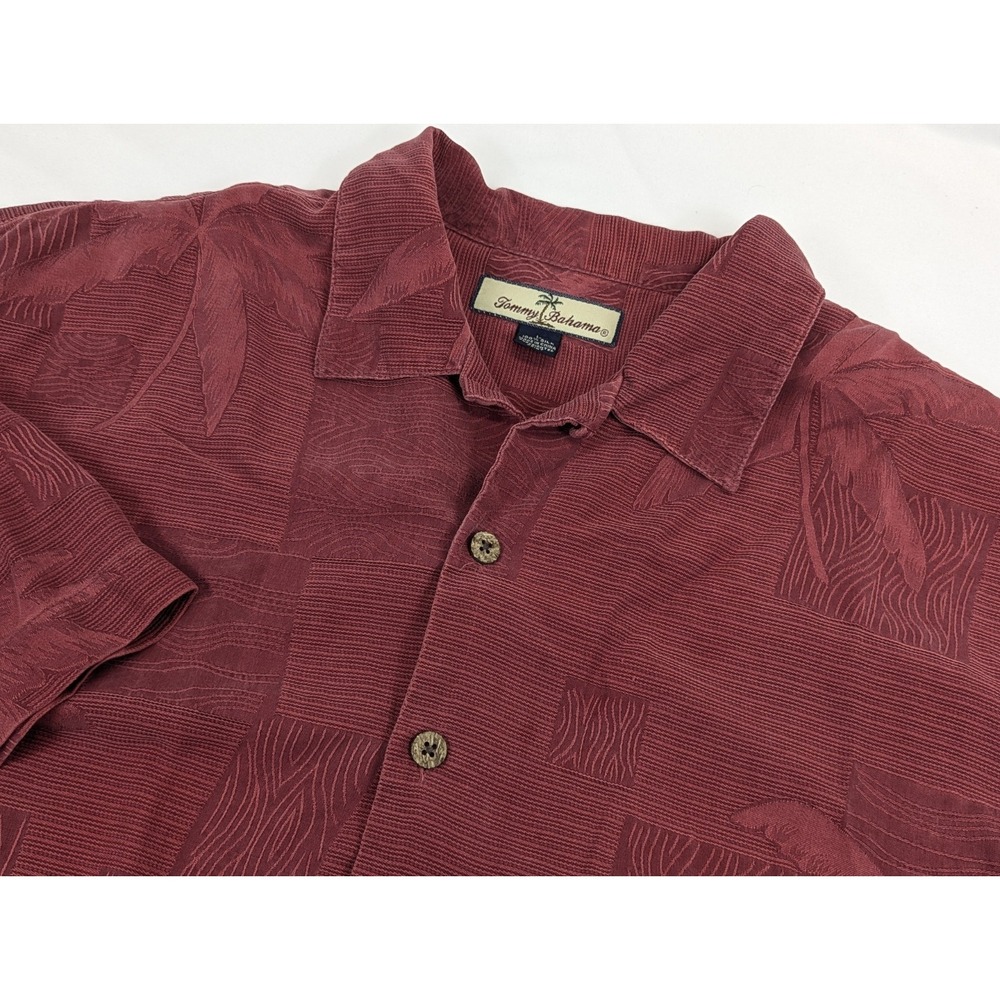 Tommy Bahama Silk Mens LG Red Floral‎ Palms Camp Beach Vacation Large Relaxed